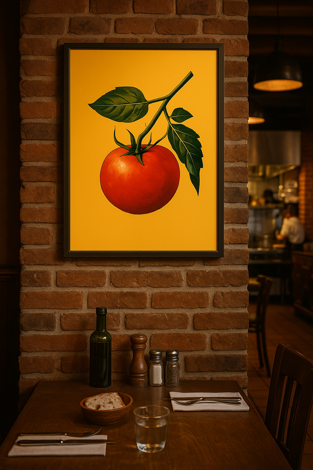 Tomaat op Geel – Minimalistische Botanische Print