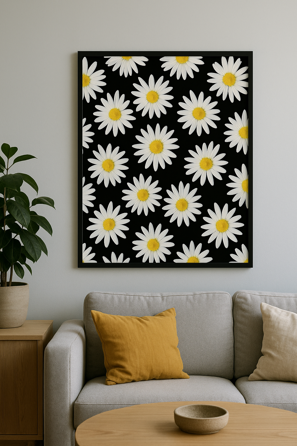 Witte Margrieten op Zwart