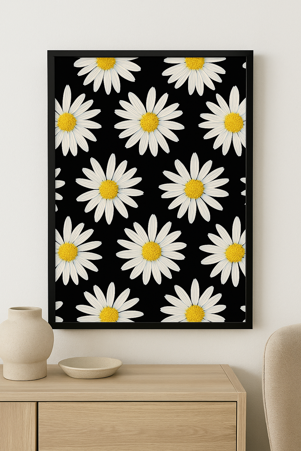 Witte Margrieten op Zwart