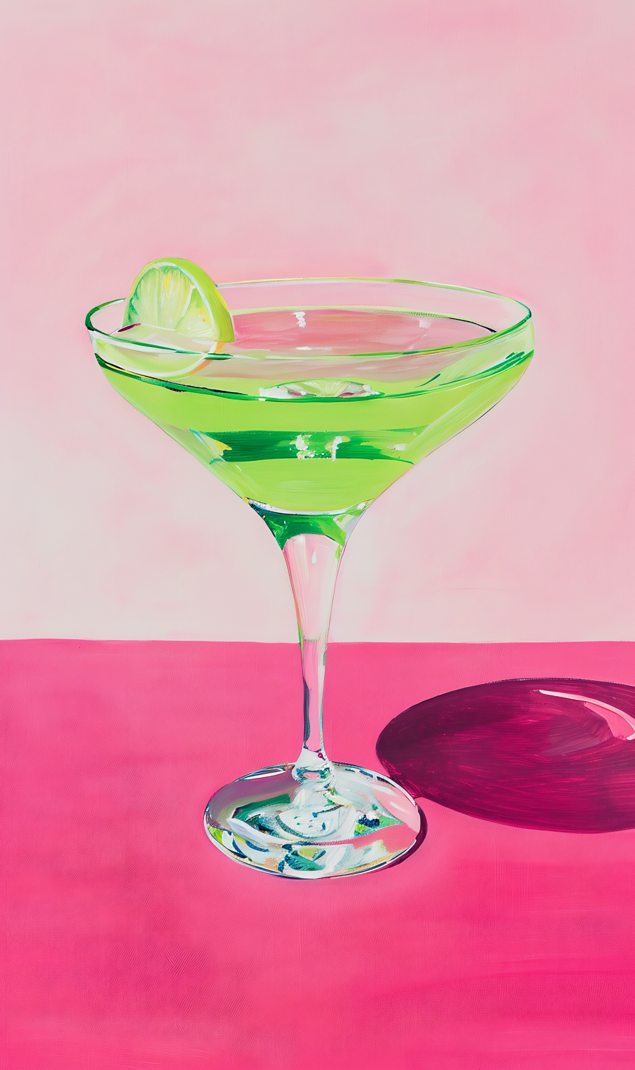 Groene Cocktail met Limoen – Minimalistische Kunstprint