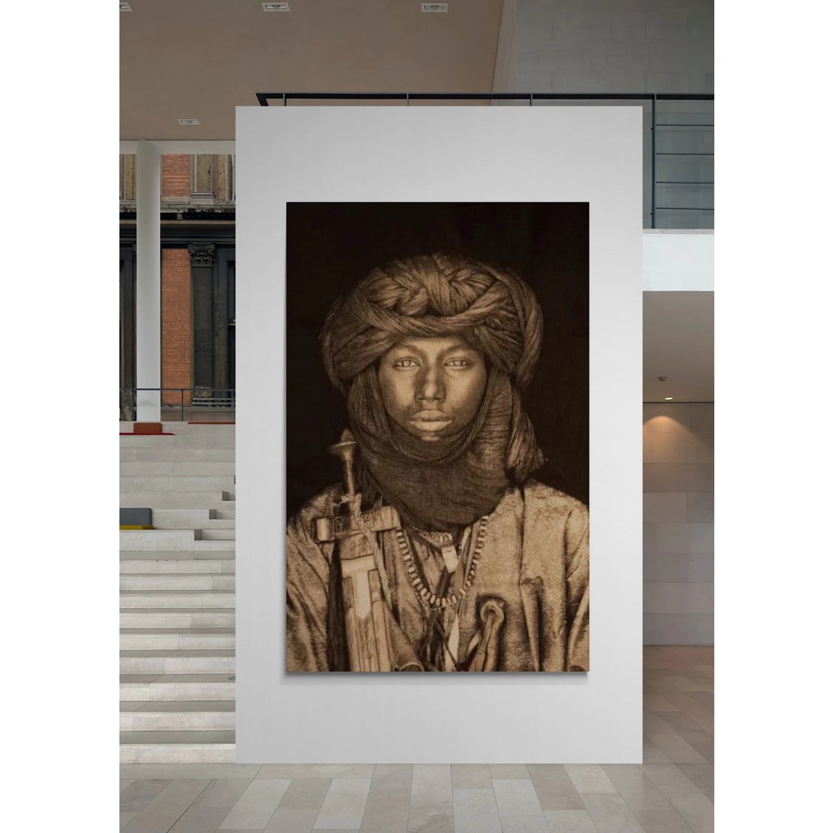 Gobelin geweven wandtapijt 80/120 Dawo Fulani stam WH1955 Uitgerekt