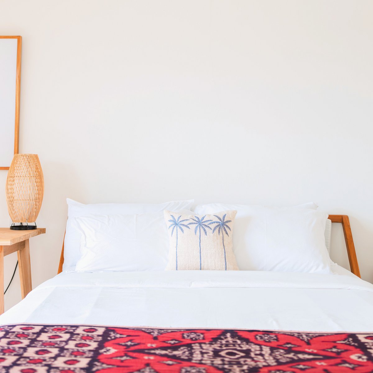 Katoenen kussenhoes Palmboompatroon – Boho geborduurd kussen – Decoratief kussen – Geborduurde kussenhoes 40x40 of 50x50 cm ANARKA