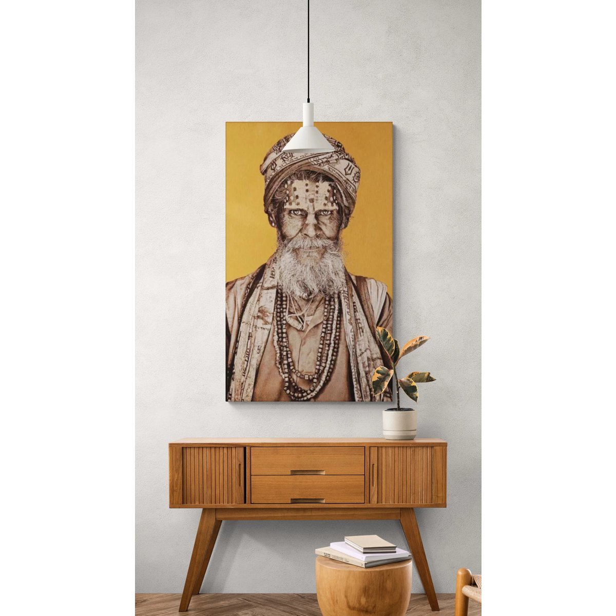 Gobelin geweven wandtapijt 75/125 Bandu Baba Oker WH1827 Uitgerekt