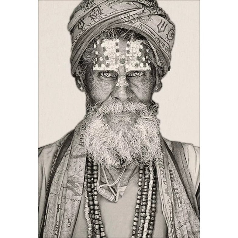 Gobelin geweven wandtapijt 75/125 Bandu Baba Zwart/Wit WH2025 Gespannen