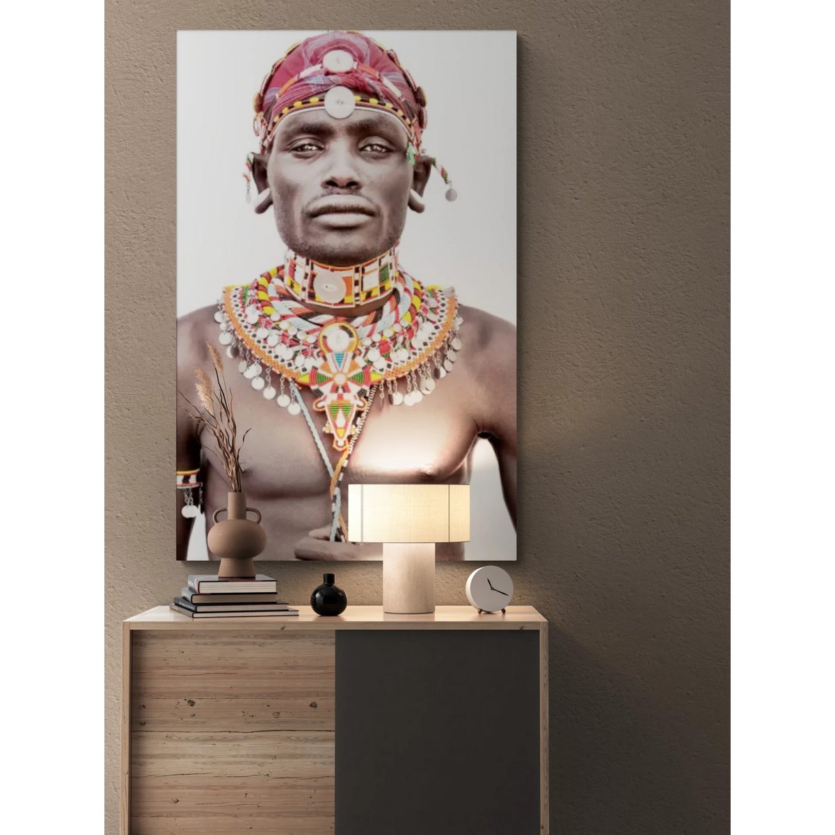 Gobelin geweven wandtapijt 80/120 Samburu Man Wit WH1747 Uitgerekt