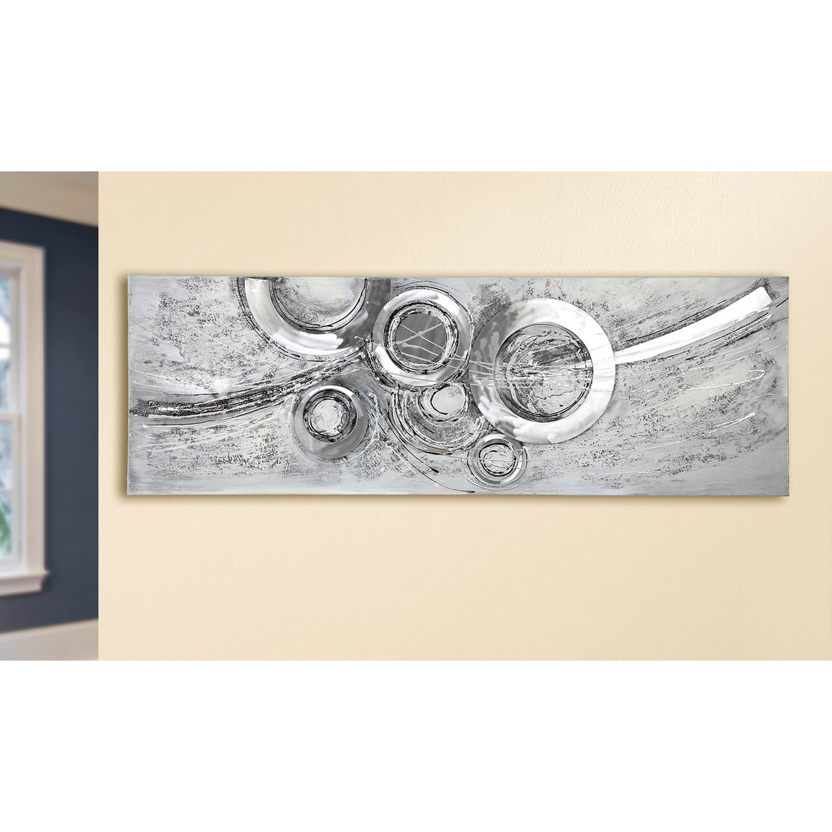 Aluminium/linnen schilderij "Cirkels"