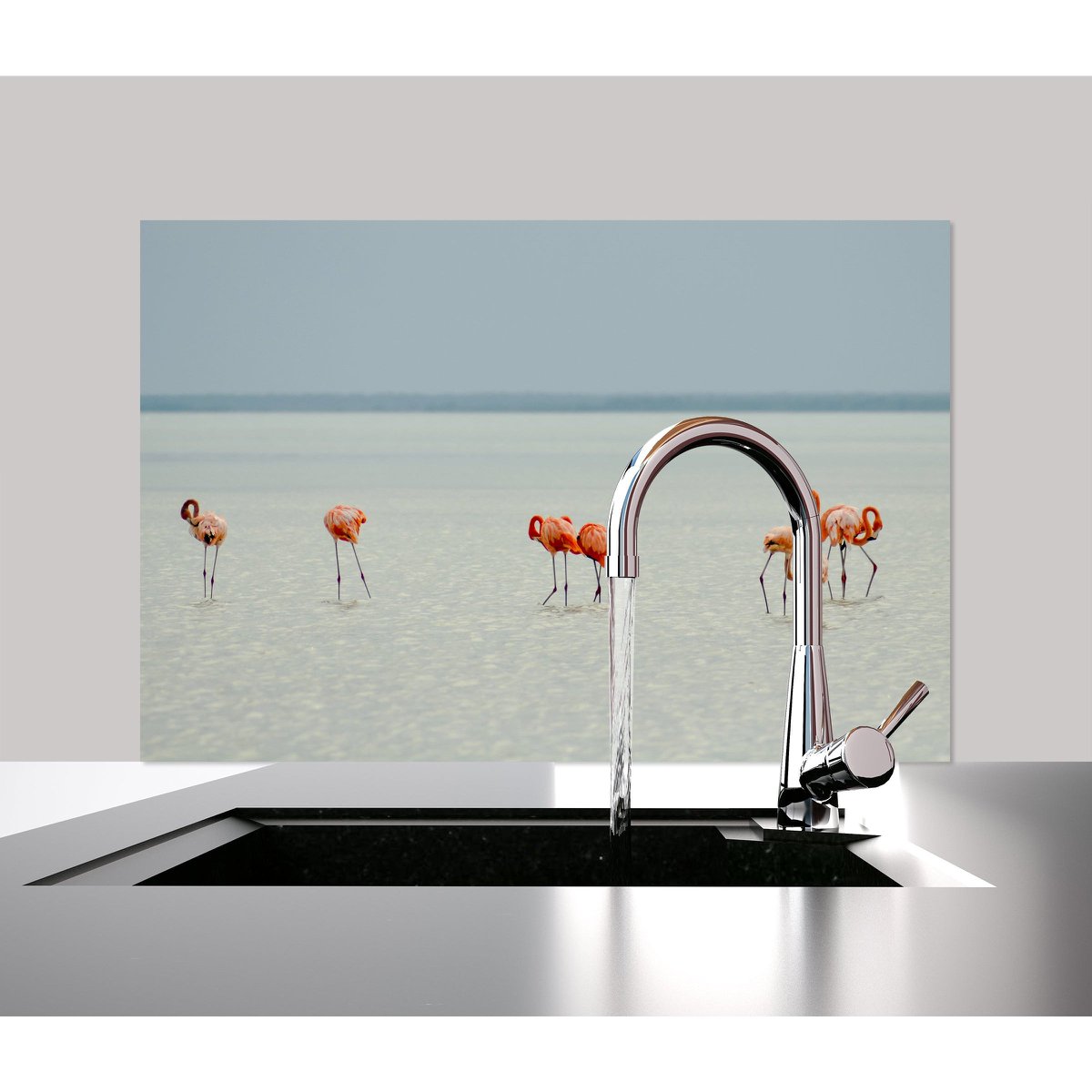 Spatscherm - Flamingo op het strand