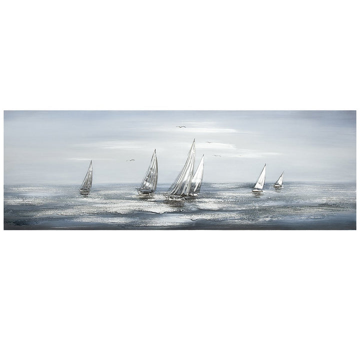 Aluminium/linnen schilderij "Silver Regatta"