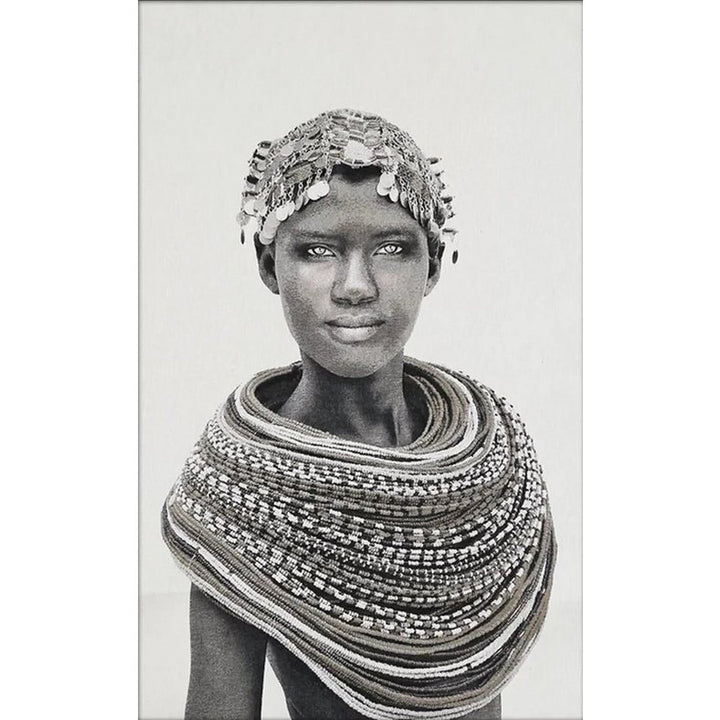 Gobelin geweven wandtapijt 80/120 Samburu Meisje Zwart/Wit WH2008 Uitgerekt
