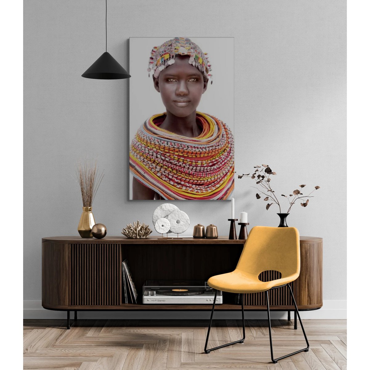 Gobelin geweven wandtapijt 80/120 Samburu Girl White WH1744 Uitgerekt