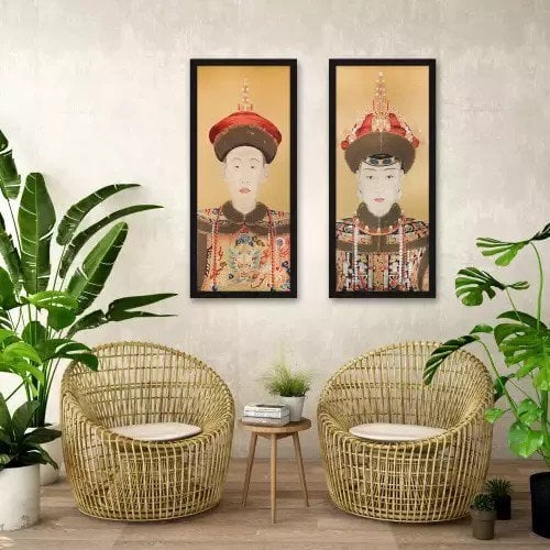 Gobelin geweven wandtapijt 60/145 Oriental Female WH0278 uitgerekt op draagbalk