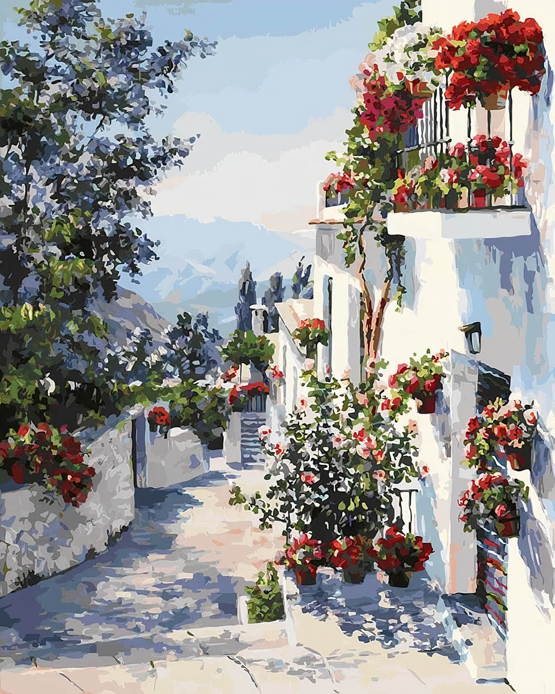 Zomerse Steeg met Bloemen