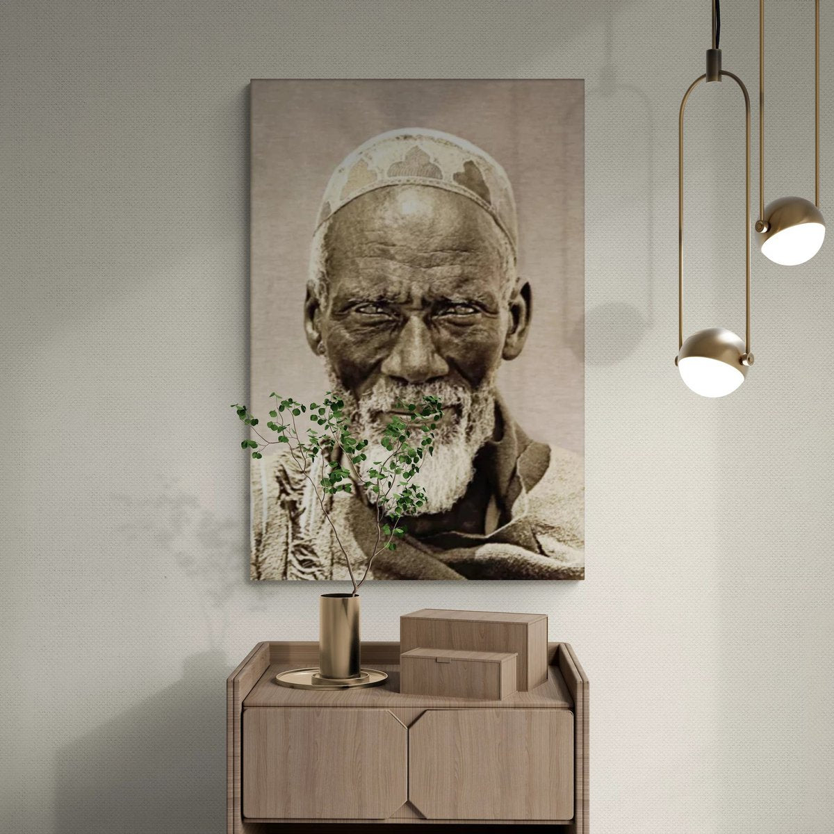 Gobelin geweven wandtapijt 75/125 Ethiopische Nomad Taupe WH2181 Uitgerekt