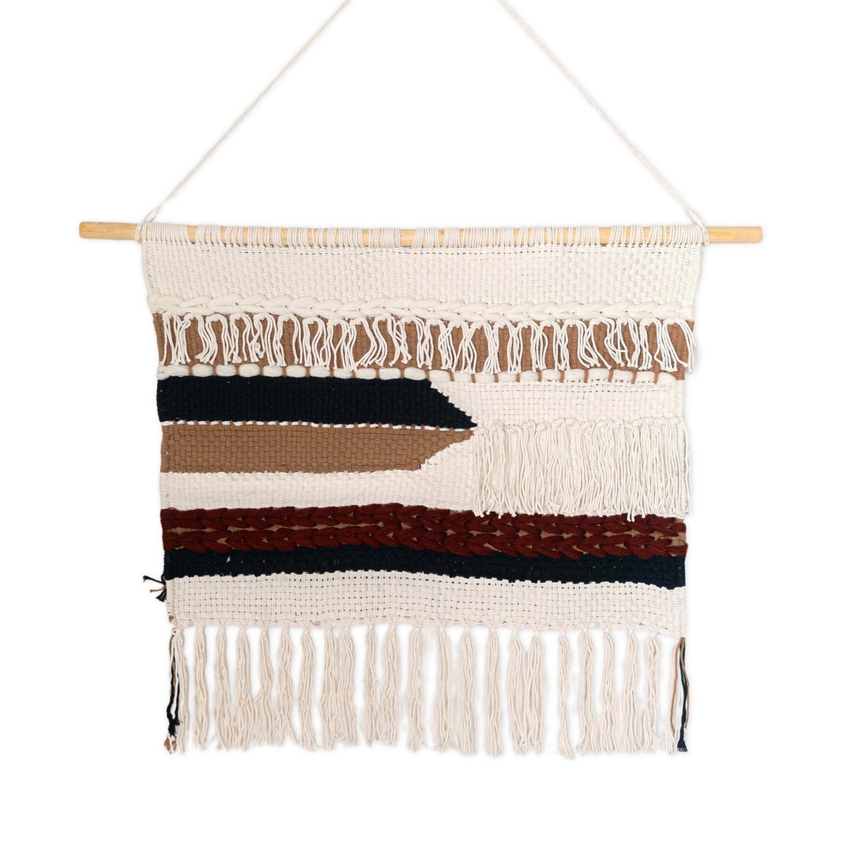 Grote macrame muurhangen - geweven boho wanddecor - moderne katoenen muur hangend natuurlijk materiaal - handgeweven wanddecor 120x95 cm udara