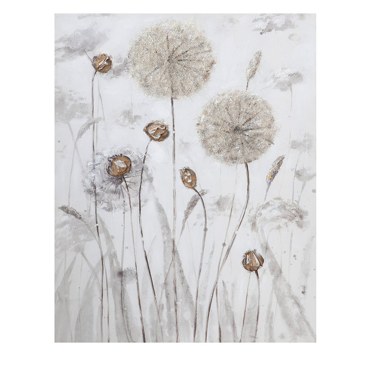 Hout/linnen schilderij "Bolbloemduo"