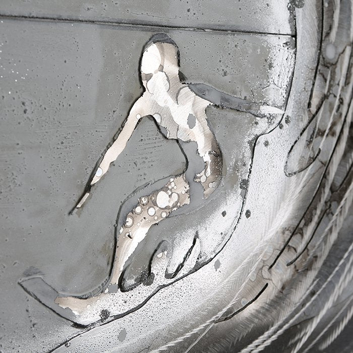Foto "Surfer" wit/grijs/zilver 100x100