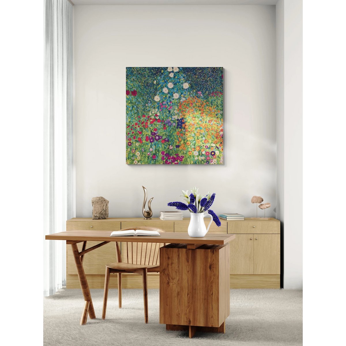 Gobelin geweven wandtapijt 120/120 Klimt Flower Garden GOB005 Uitgerekt