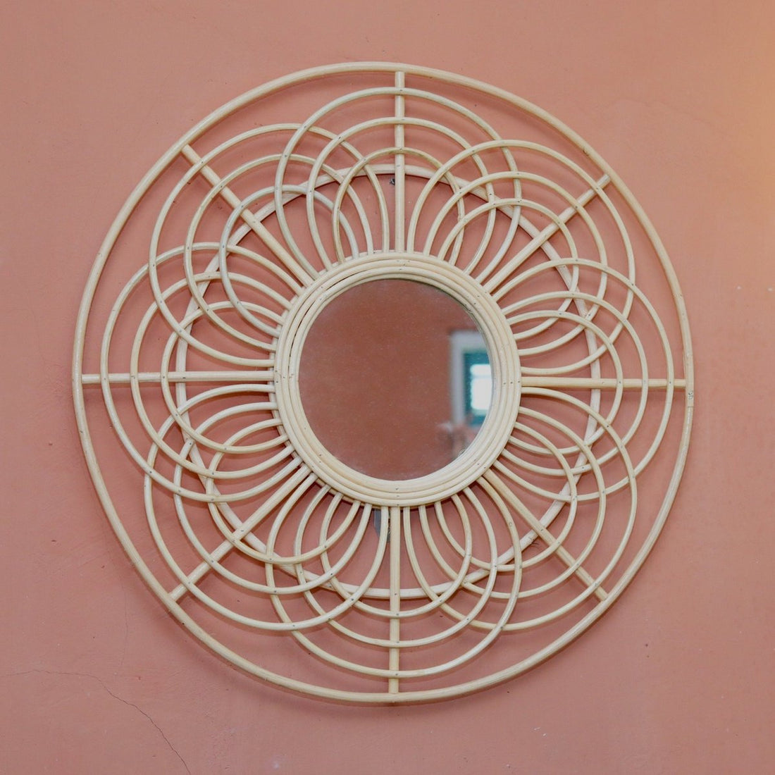 Ronde Rotan Spiegel 58 cm | Handgemaakte Boho Wandspiegel PUTUK