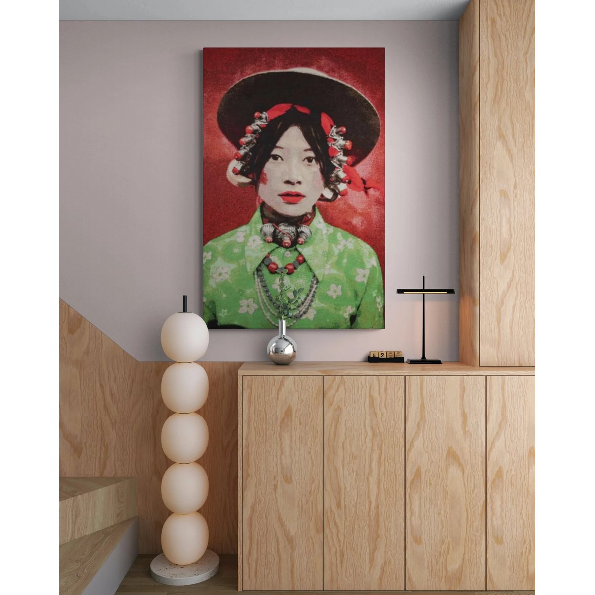 Gobelin geweven wandtapijt 80/120 Tibetaans meisje WH1911 uitgerekt