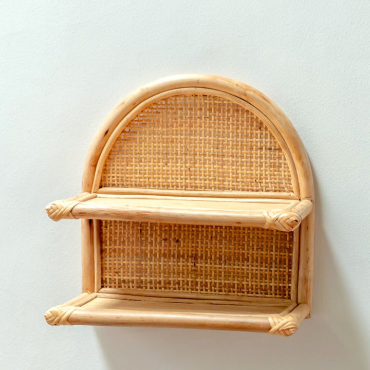 Rotan Wandplank 30x30 cm | Hangend plankje TIASA beige