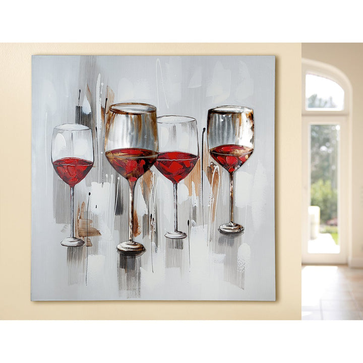 Aluminium/linnen schilderij "Wijnproeven"