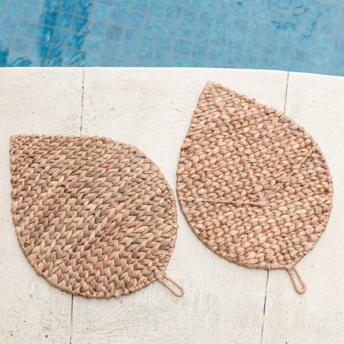 Placemat bladvormig (Set van 2, 4 of 6) 48 cm | Boho Tafelmat DITU gemaakt van Waterhyacint