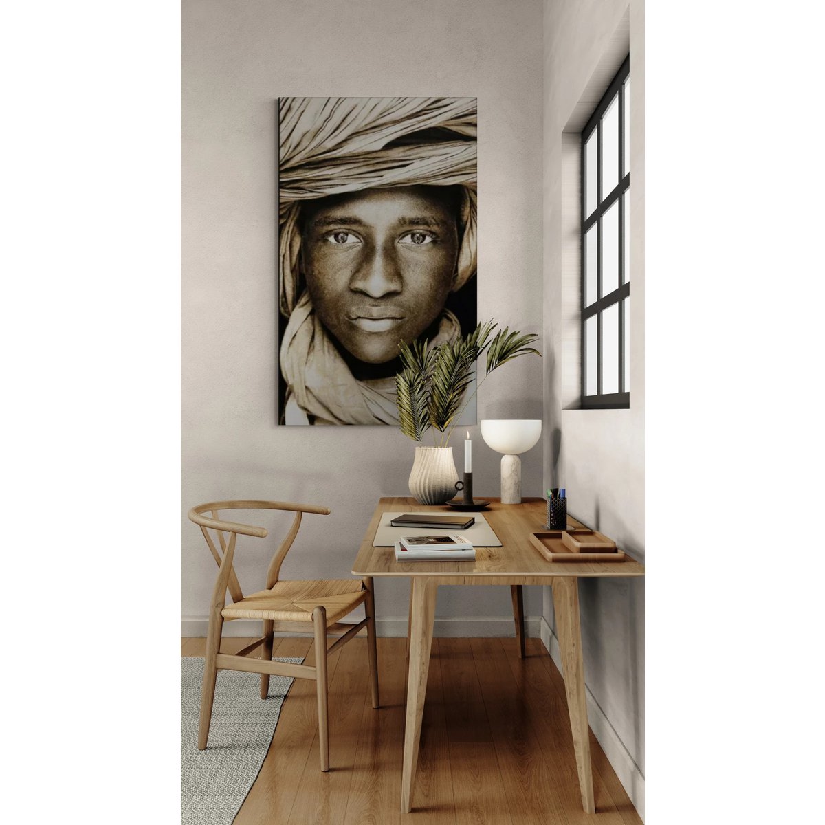 Gobelin geweven wandtapijt 75/125 Toeareg Boy Mali WH1708 Uitgerekt