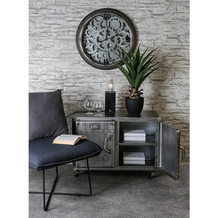 Metaal/glazen wandklok "Loft" 1xAA batterij D.60cm