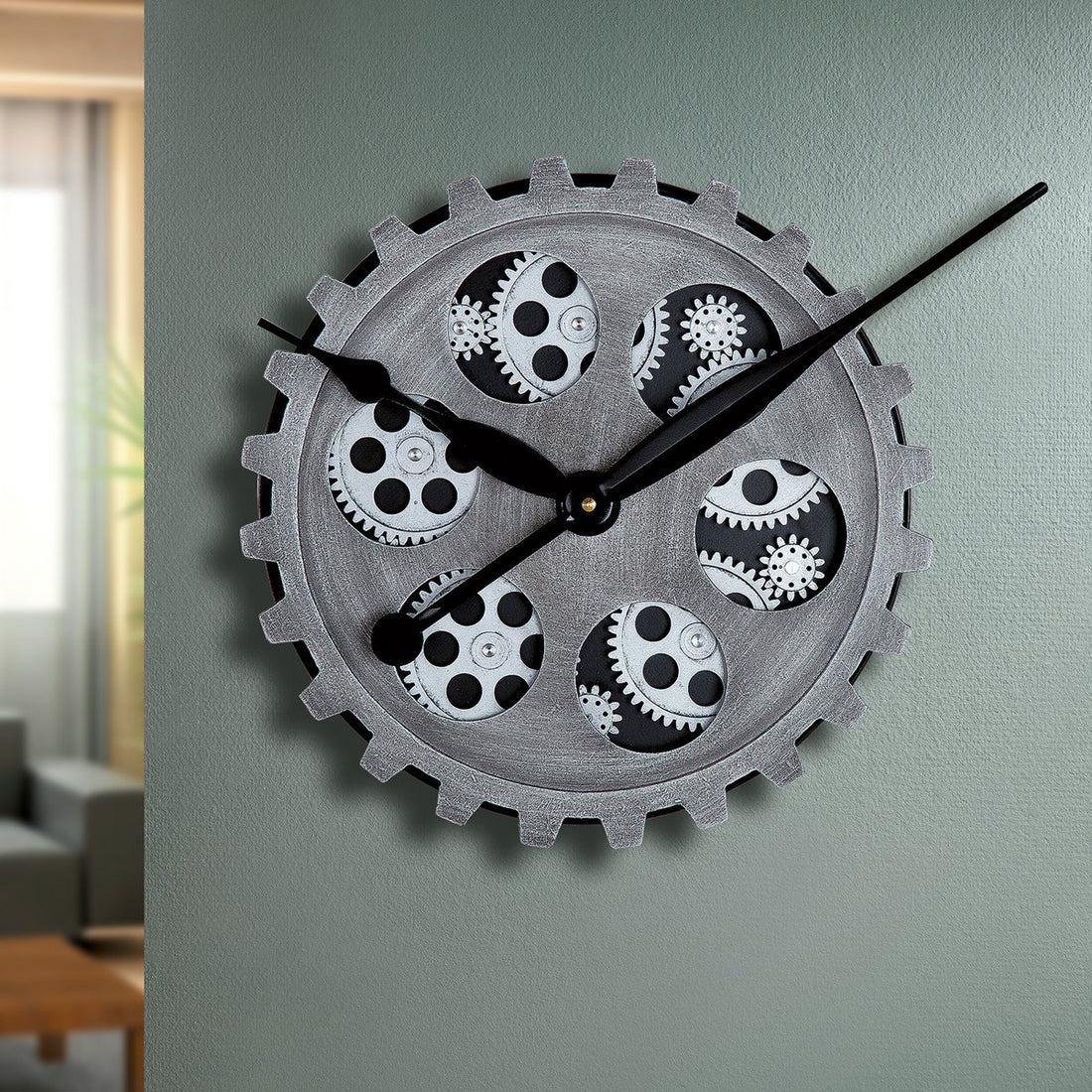 Metalen kunststof wandklok "Gears"