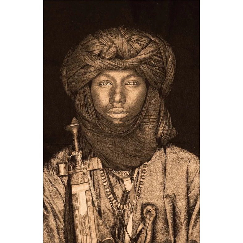 Gobelin geweven wandtapijt 80/120 Dawo Fulani stam WH1955 Uitgerekt