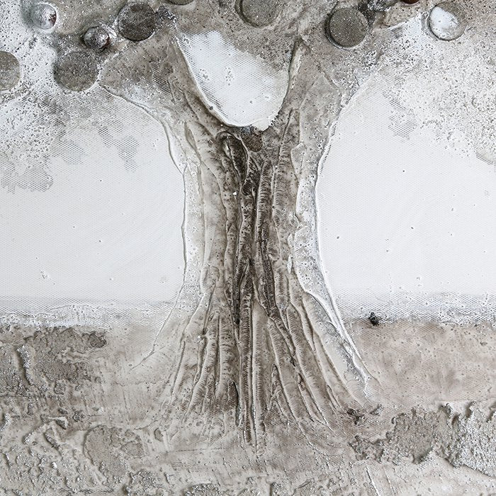 Foto "Big Tree" wit/grijs/zilver 90x70cm