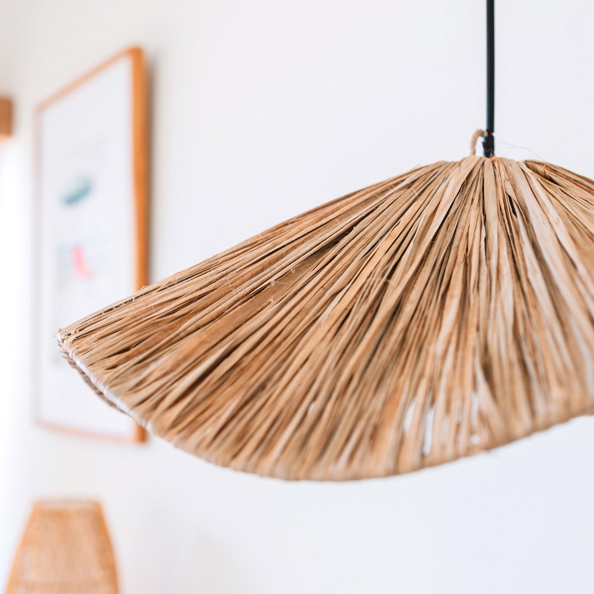 Boho lampenkap – grote raffia plafondlamp – natuurlijke hanglamp – handgemaakte plafondlamp gemaakt van raffia TAMPAH (Ø 53 cm)