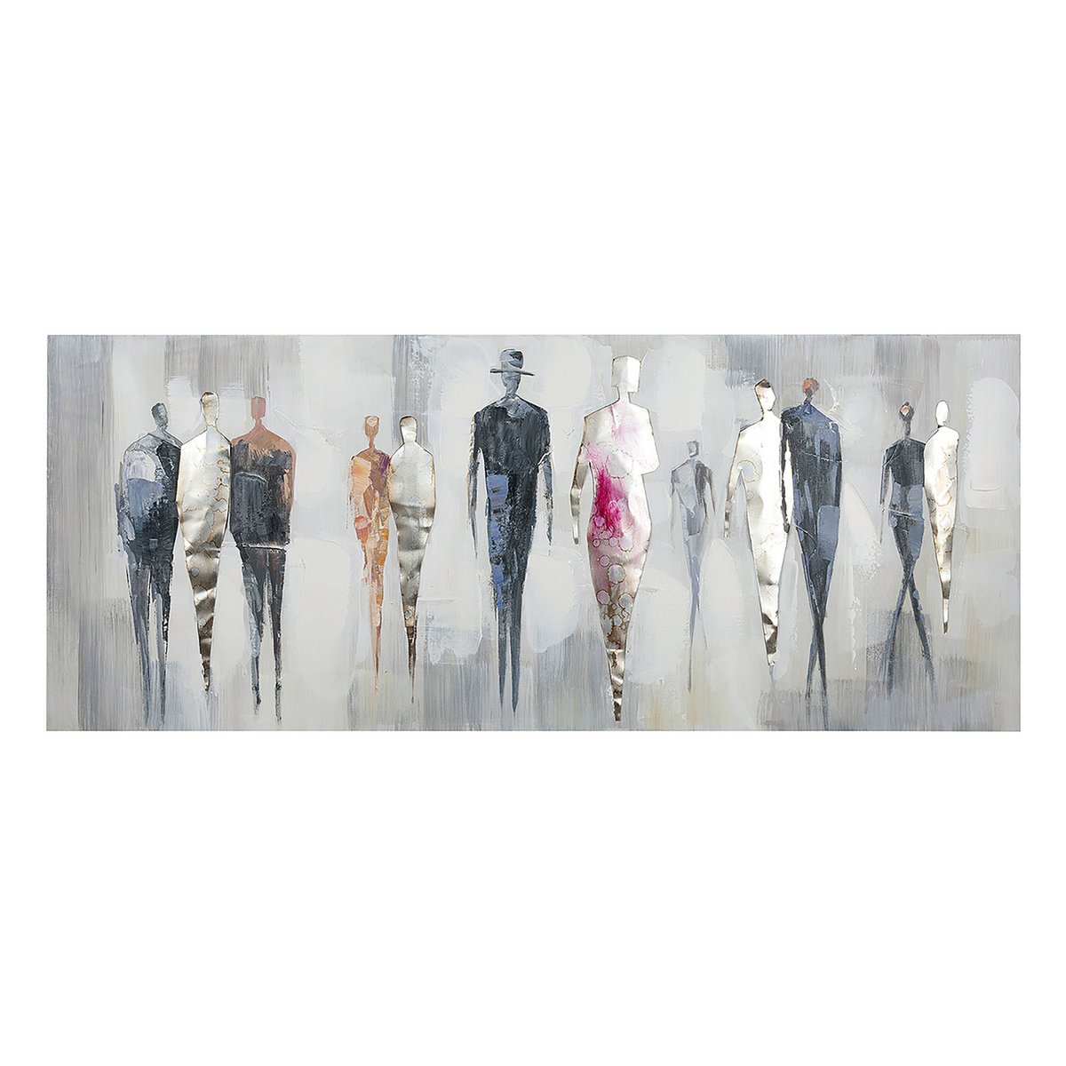 Aluminium/linnen schilderij "Mensen"