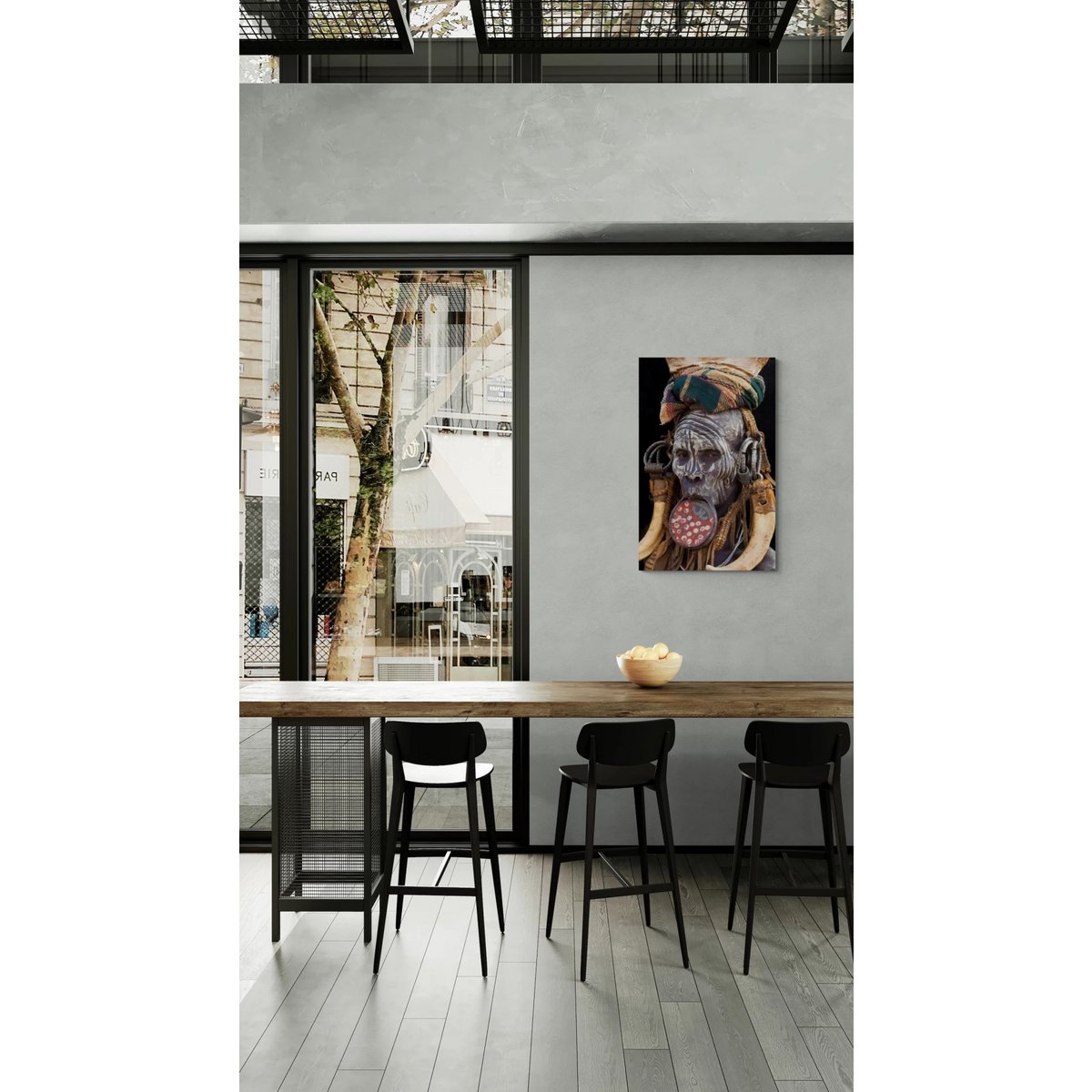 Gobelin geweven wandtapijt 80/120 Mursi vrouw Ethiopië WH1914 Uitgerekt