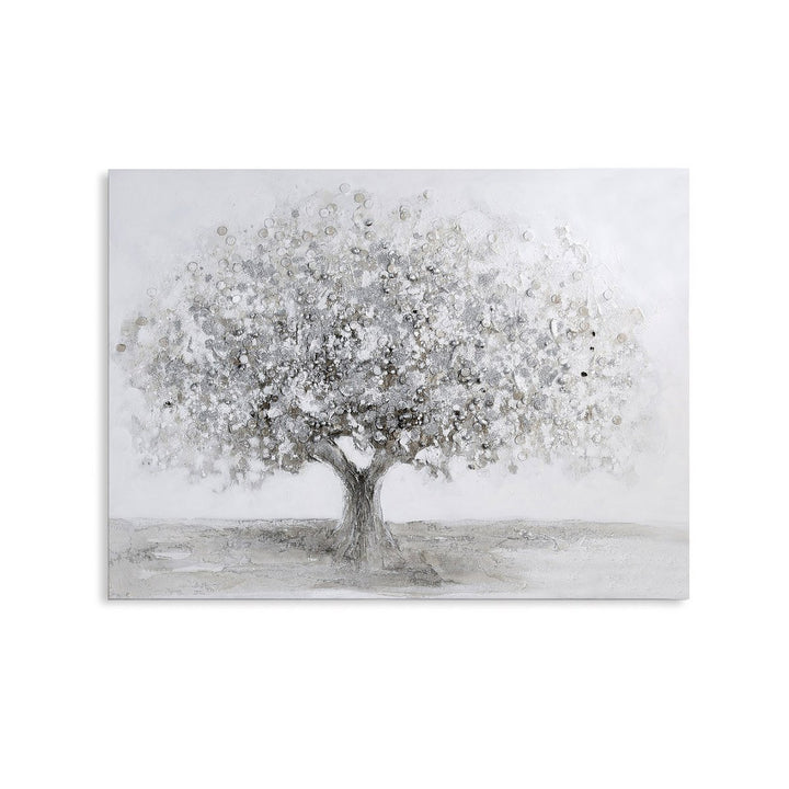 Foto "Big Tree" wit/grijs/zilver 90x70cm