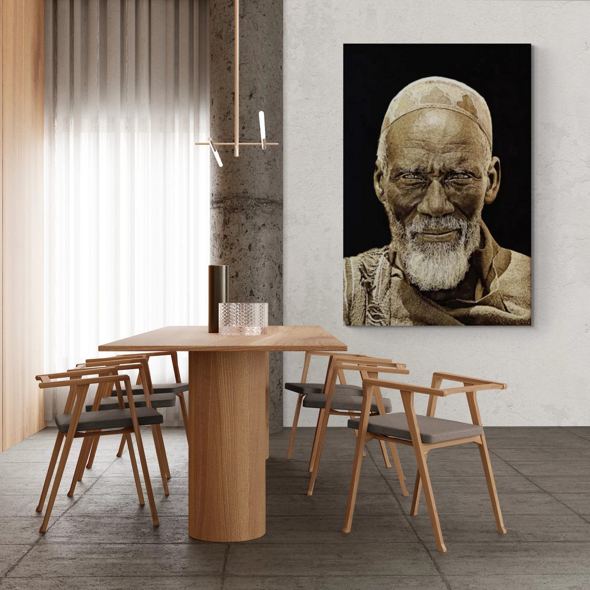 Gobelin geweven wandtapijt 120/180 Ethiopische Nomad Zwart WH2183 Uitgerekt