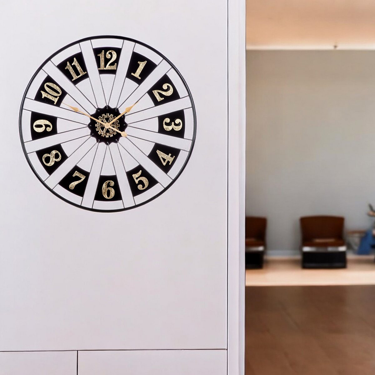 Wandklok Passage, goud, zwart H.80 cm