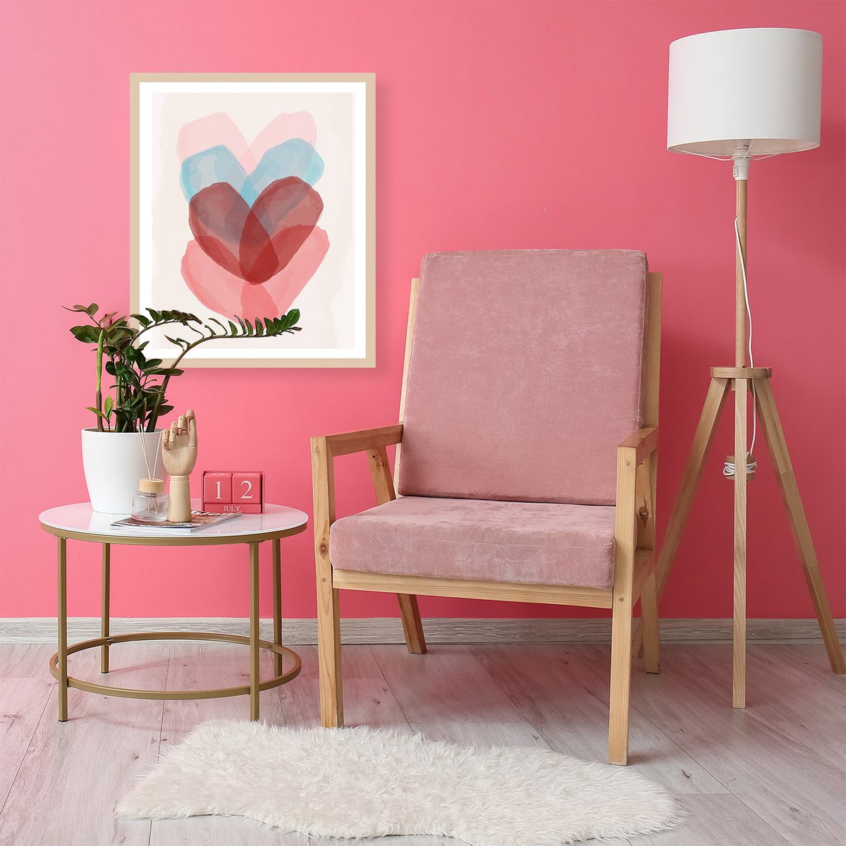 Frame afbeelding - aquarel harten